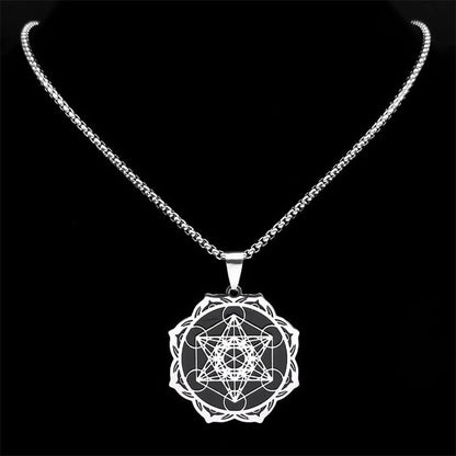 Retro Titanium Steel Disc Six-Pointed Star Pendant Men'S Fashion Necklace