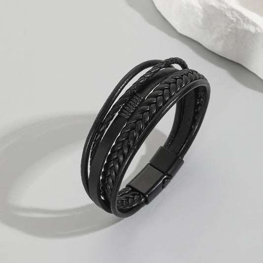 Simple Woven Leather Bracelet For Men