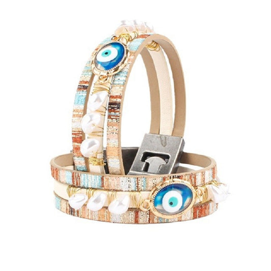 Devil's Eye Handwoven Pearl Bracelet