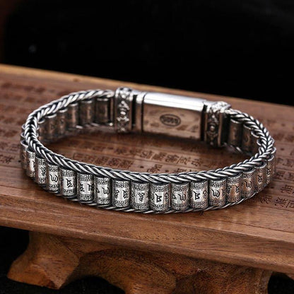 925 Silver Buddha Mantra Scripture Bracelet