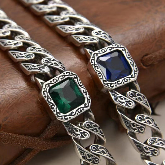 Three color inlaid gemstone bracelet