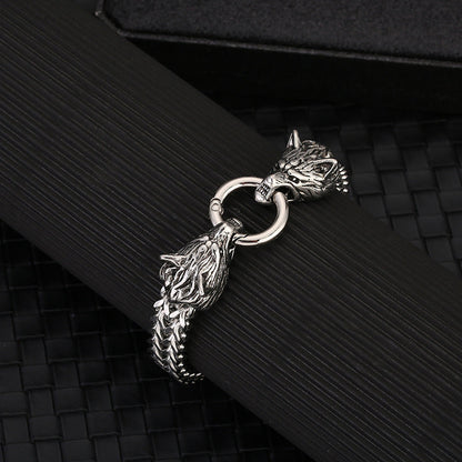 Wolf Head Viking Titanium Steel Strengthen Bracelet