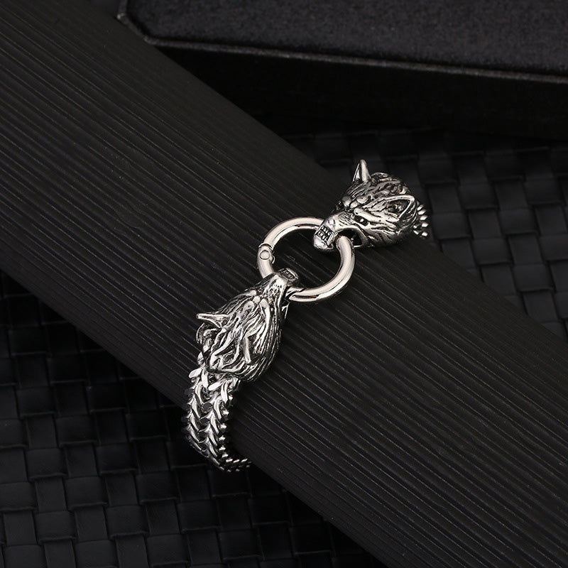 Wolf Head Viking Titanium Steel Strengthen Bracelet