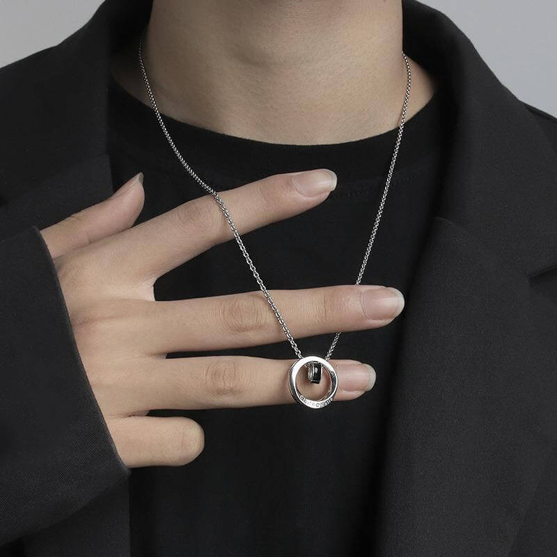 Personalized Double Ring Pendant Men'S Necklace – chictango