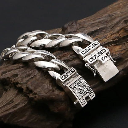 925 Silver Retro Simple Stylish Plug Totem Men's Bracelet