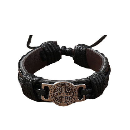 New Retro Men's Hand Woven Leather Bracelet