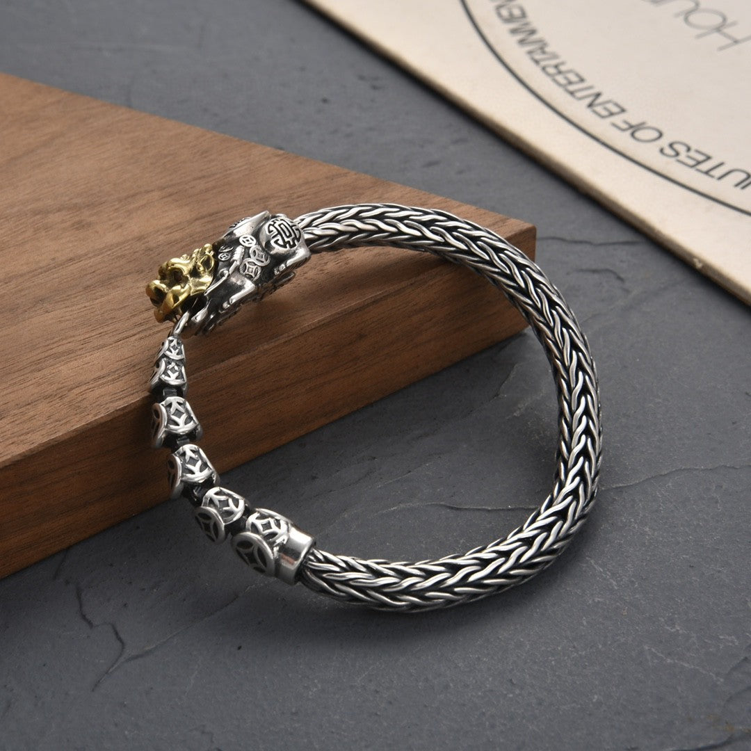 925 Silver Bracelet for Man Personality Woven