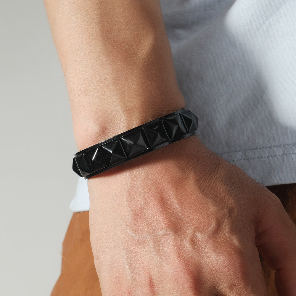 Row Square Nail Men's Bracelet