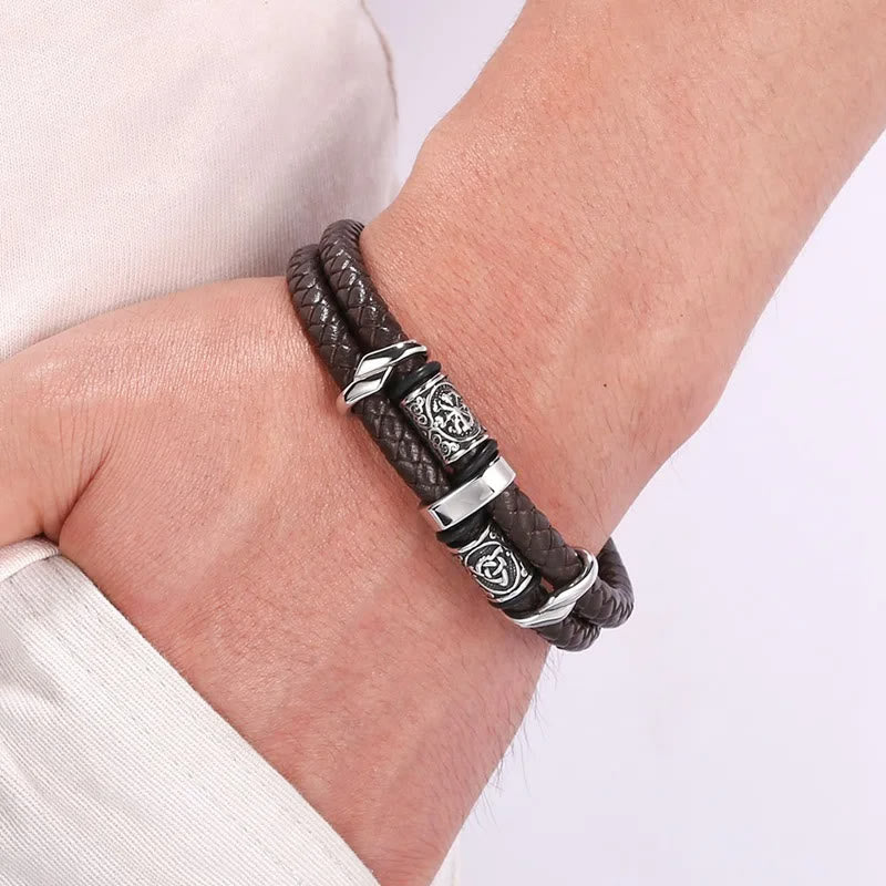 Celtic Knot And Viking Compass Stainless Steel Bracelet