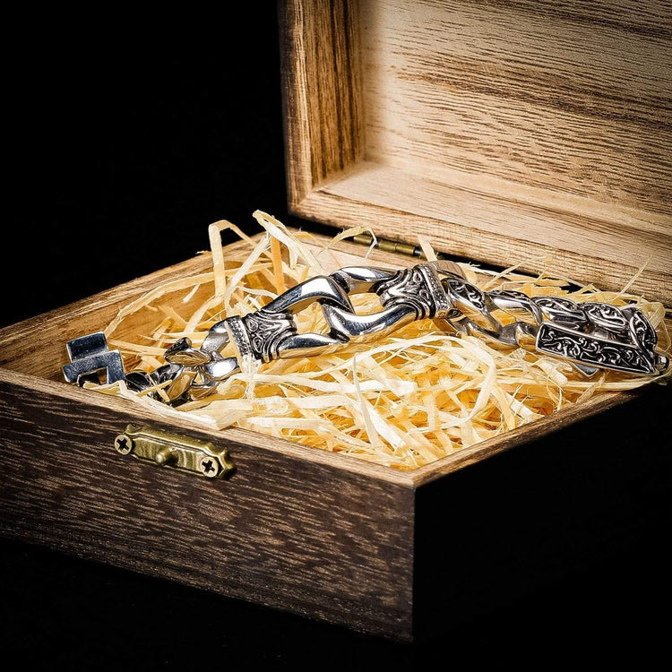 Retro Totem Celtic Knot Chunky Curb Link Bracelet