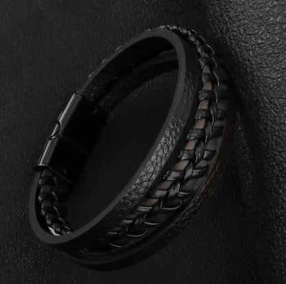 Magnet Leather Rope Hand Woven Bracelet