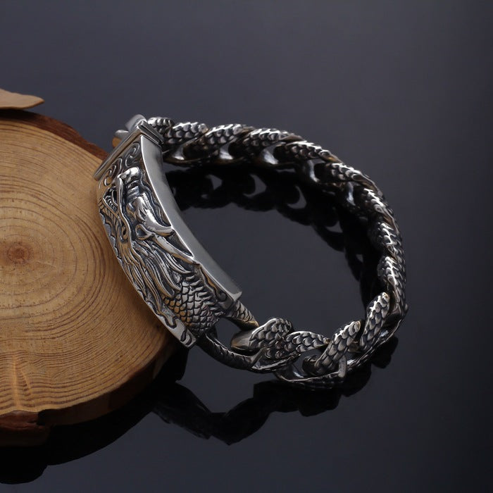 925 Silver retro character dragon bracelet