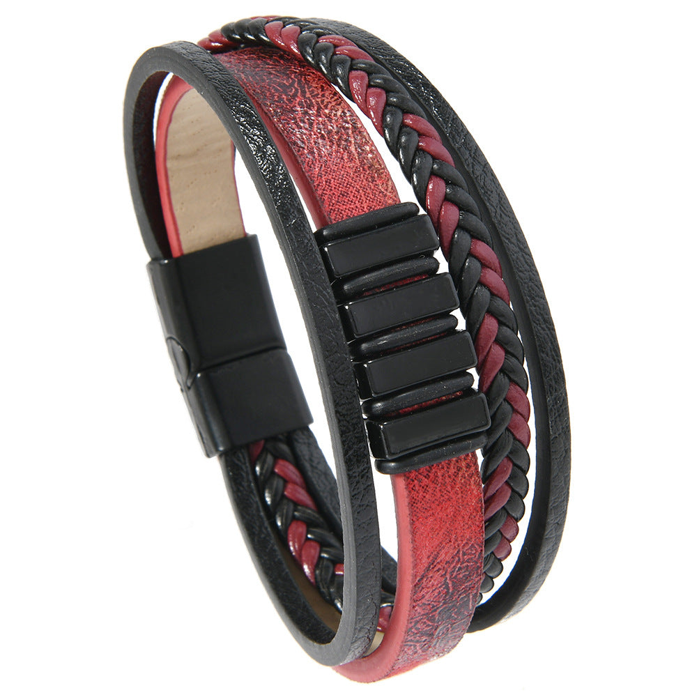 Retro Multi-layer Leather Hand Woven Bead Bracelet
