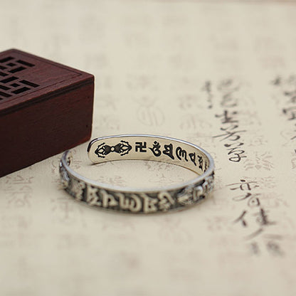925 Silver Vintage Six-Character Mantra Ethnic Style Bracelet