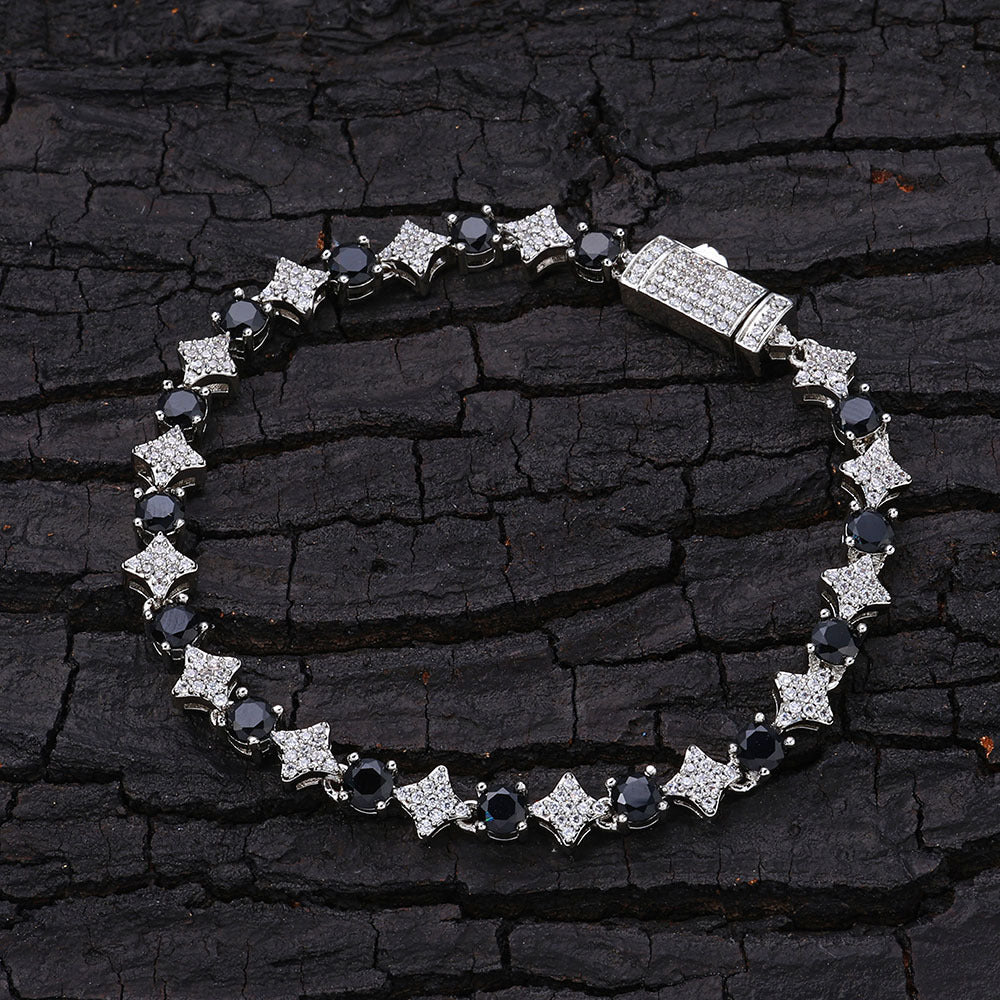Hip Hop Cross Cross 6mm Star Zircon Tennis Chain Bracelet