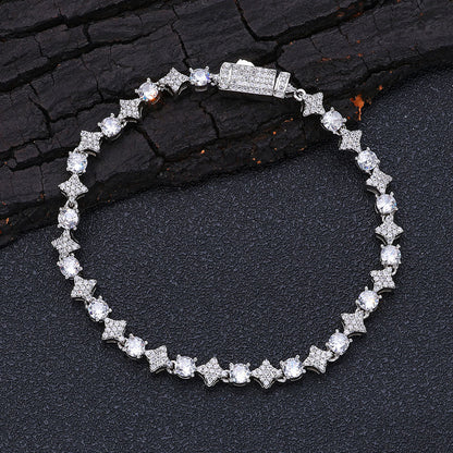 Hip Hop Cross Cross 6mm Star Zircon Tennis Chain Bracelet