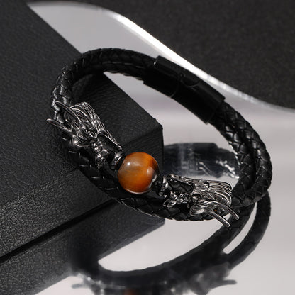 Chinese Loong Personality Double-layer Hand Woven Bracelet