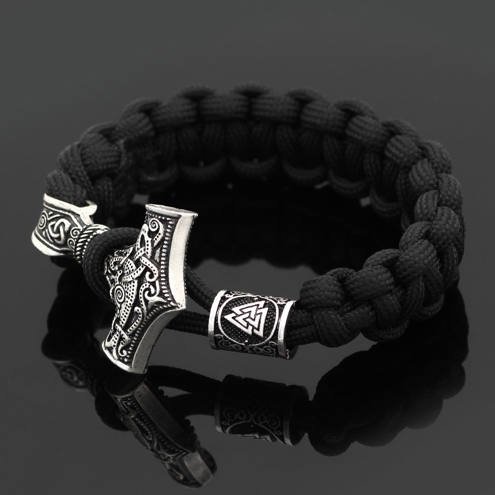 Thor's Hammer Braided Rope Viking Bracelet