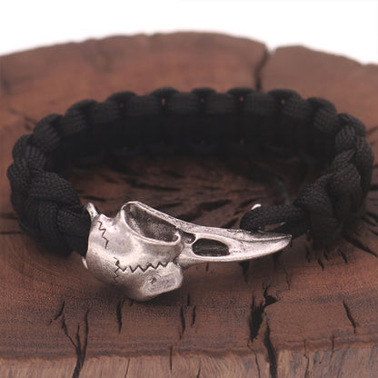Hand-woven Viking Raven Head Men's Bracelet