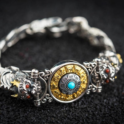 925 Silver Retro Pixiu Lucky Bracelet