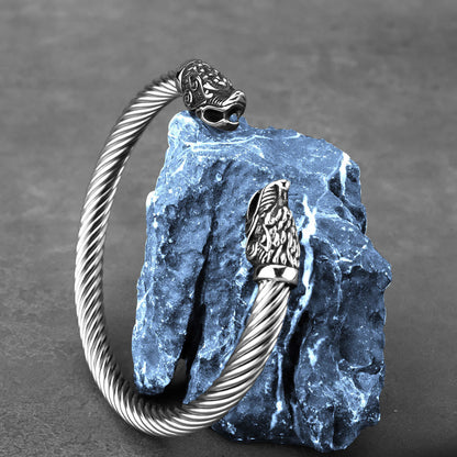 Norse Dragon Head Thread Open Bracelet