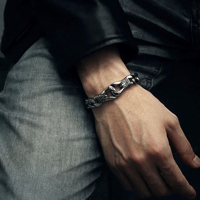 Retro Totem Celtic Knot Chunky Curb Link Bracelet
