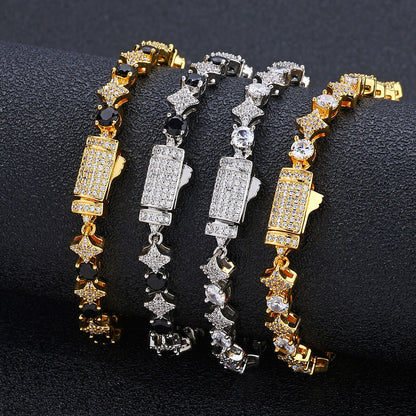 Hip Hop Cross Cross 6mm Star Zircon Tennis Chain Bracelet