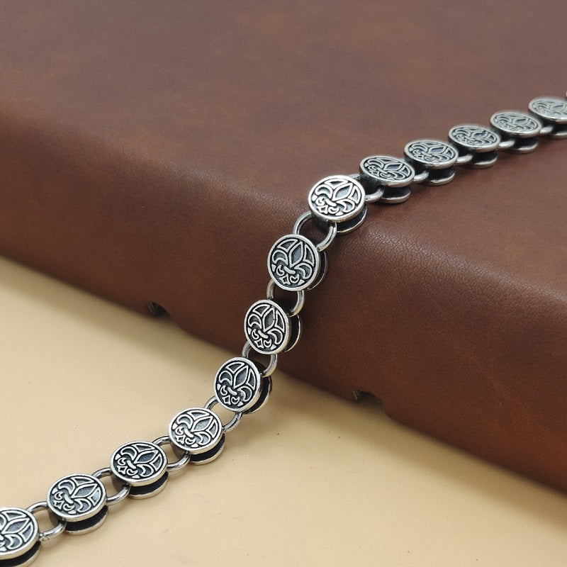 925 Silver Flower Round Buckle Bracelet