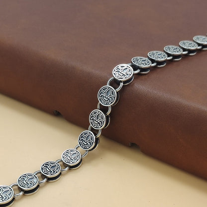 925 Silver Flower Round Buckle Bracelet