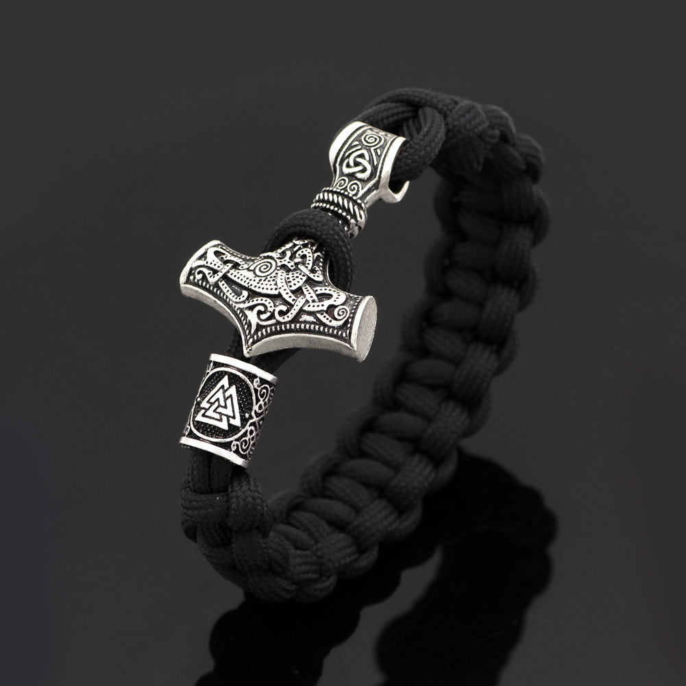 Thor's Hammer Braided Rope Viking Bracelet