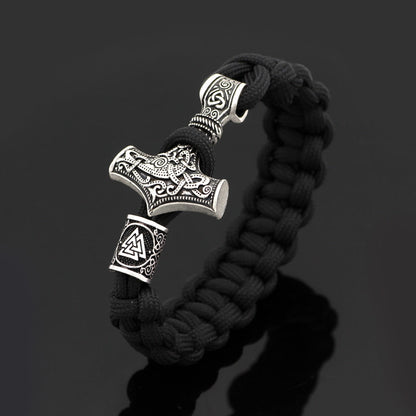 Thor's Hammer Braided Rope Viking Bracelet