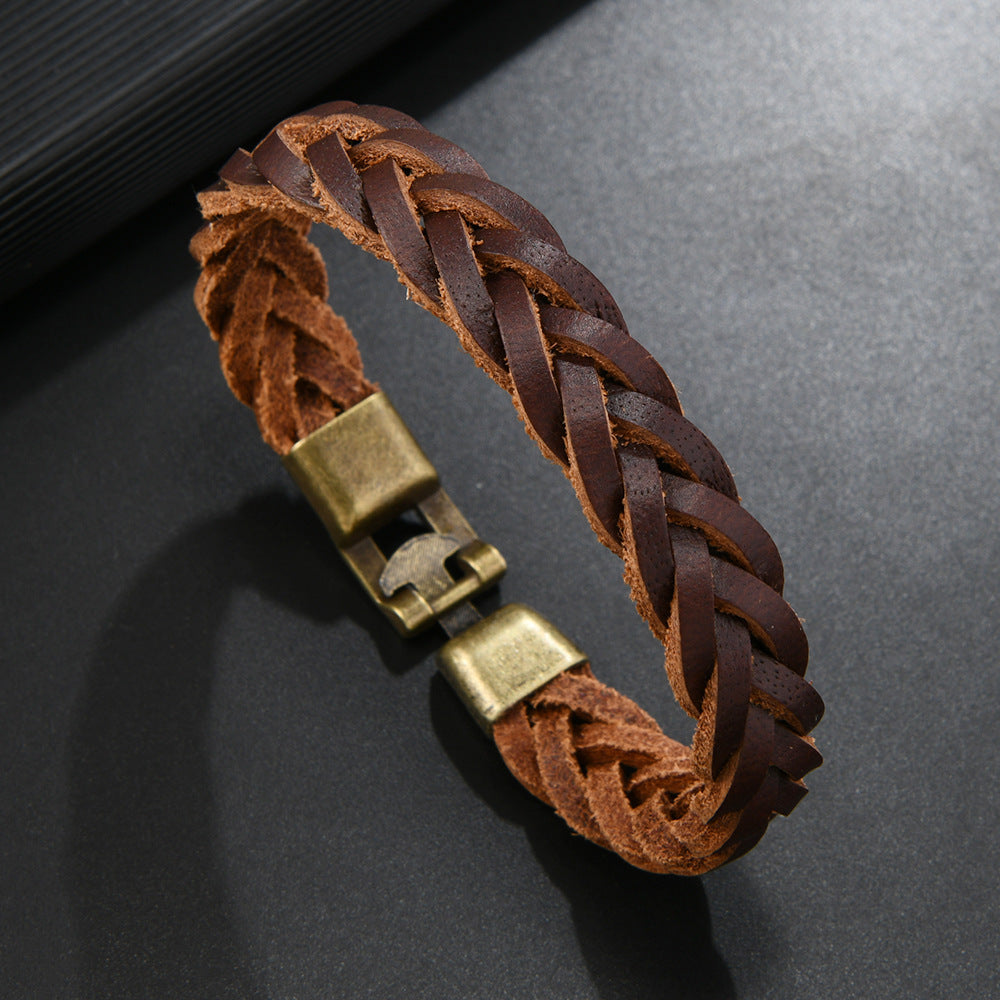 Retro Woven Cowhide Bracelet
