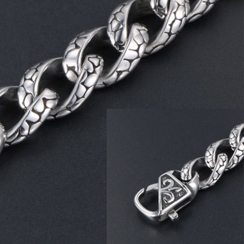 925 Silver Vintage Hip Hop Leopard Bracelet