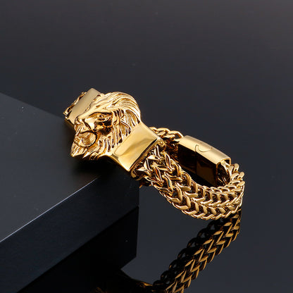 925 Silver Vintage Lion Head Titanium Bracelet