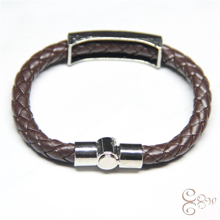 European leather +925 sterling silver lovers bracelet simple love wish