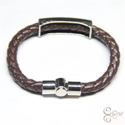 European leather +925 sterling silver lovers bracelet simple love wish