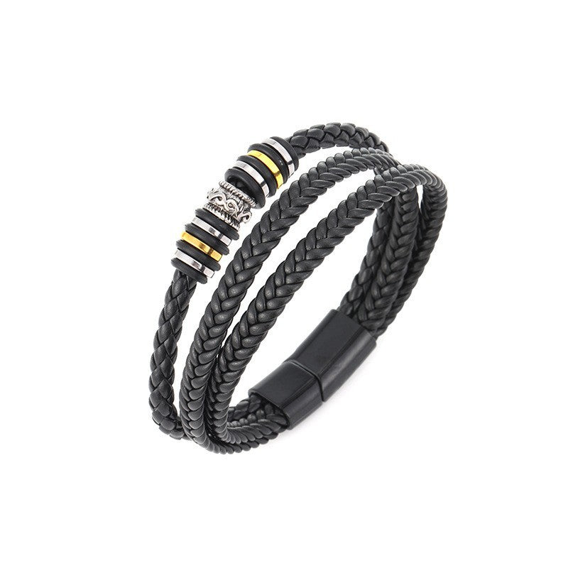 Three-layer Woven Ethnic Style Leather Bracelet