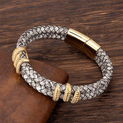 S925 Vintage Serpent‘s Embrace Leather Bracelet